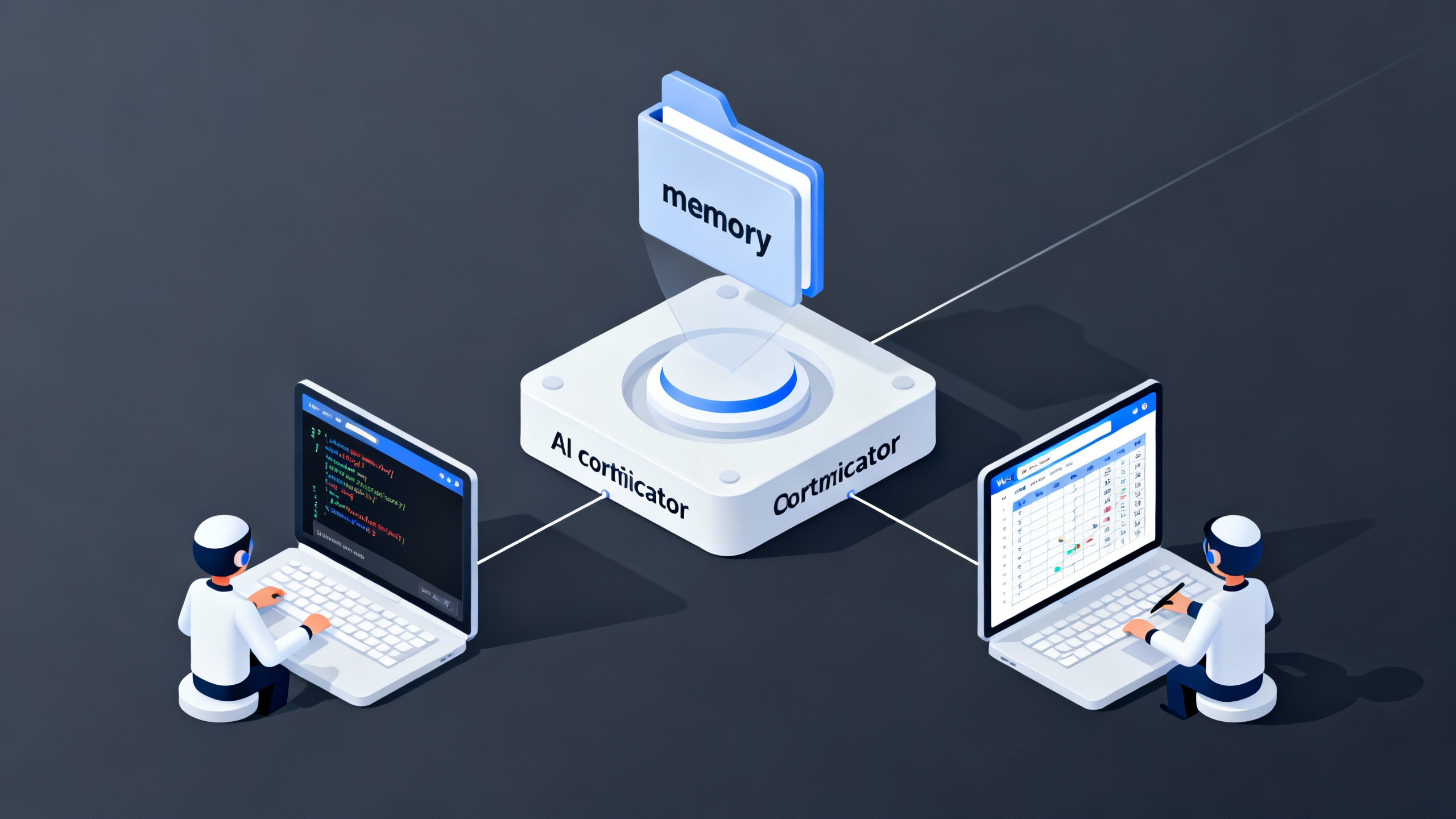 An orchestrator AI agent coordinating sub-agents for Excel, browser tasks, and code with a visible memory folder